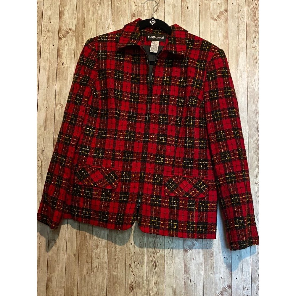 Sag Harbor Red Plaid Wool-Blend Jacket